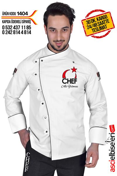 De1404 Türkiyem Şef Aşçı Ceketi Beyaz