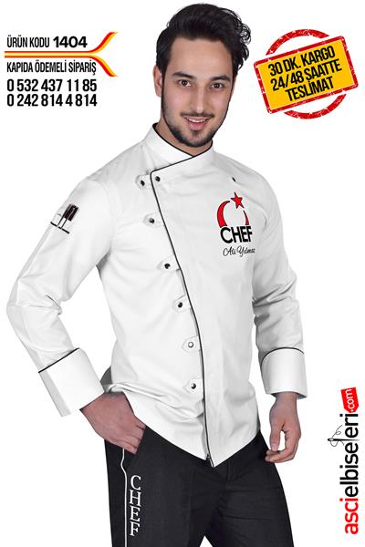 De1404 Türkiyem Şef Aşçı Ceketi Beyaz