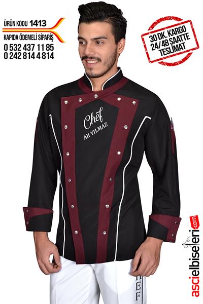 De1413 Chef Nakışlı Aşçı Ceketi