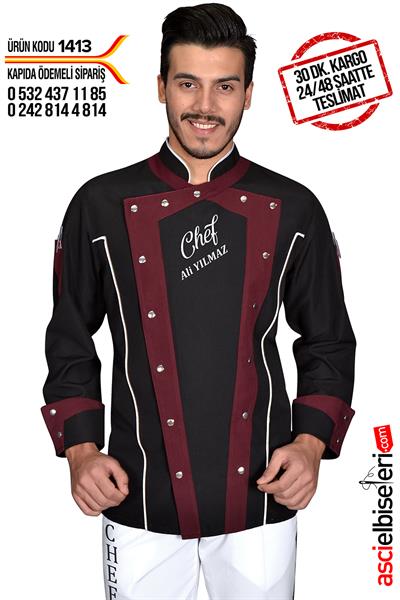 De1413 Chef Nakışlı Aşçı Ceketi