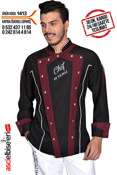 De1413 Chef Nakışlı Aşçı Ceketi
