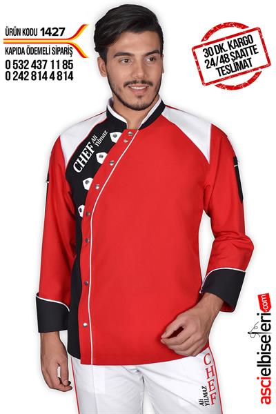 De1427 Prochef Aşçı Ceketi Kırmızı