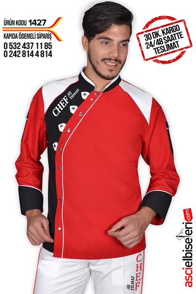 De1427 Prochef Aşçı Ceketi Kırmızı