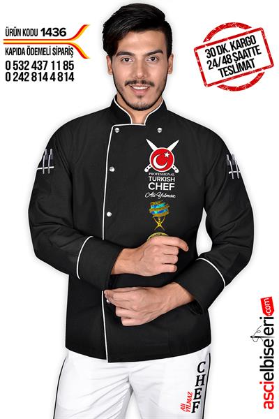 De1436 Chef Aşçı Ceketi Siyah