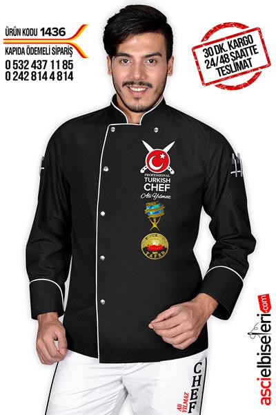 De1436 Chef Aşçı Ceketi Siyah