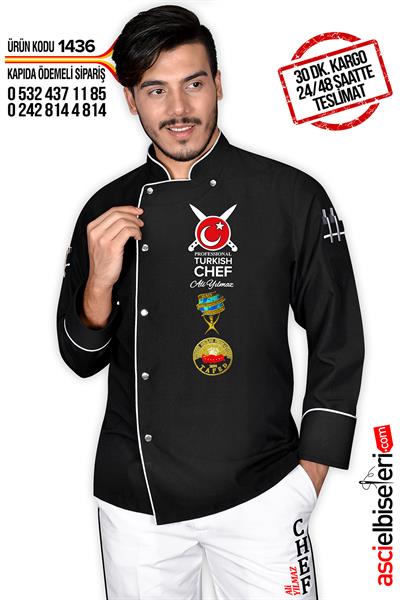 De1436 Chef Aşçı Ceketi Siyah