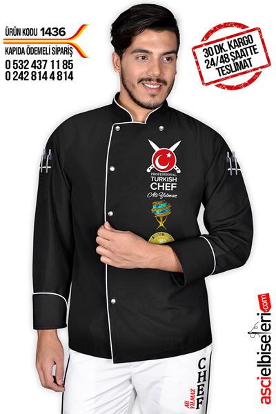 De1436 Chef Aşçı Ceketi Siyah