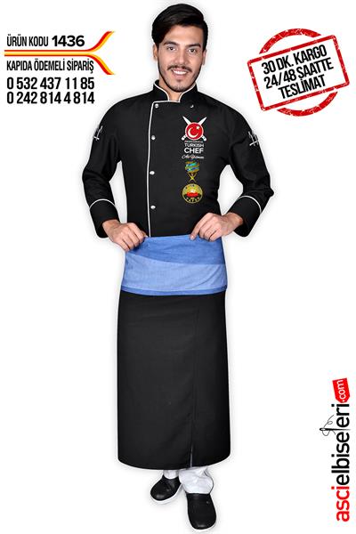 De1436 Chef Aşçı Ceketi Siyah