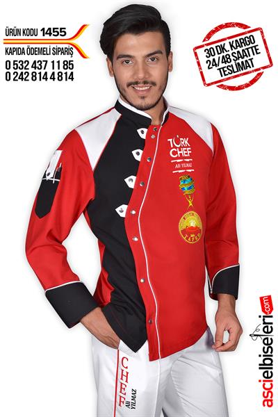 De1455 Aşçı Kıyafeti Kırmızı