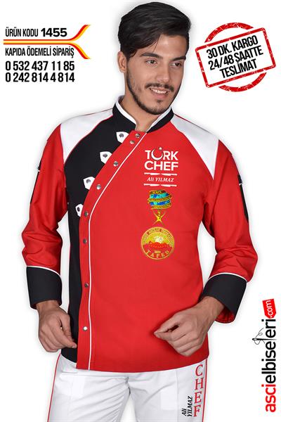 De1455 Aşçı Kıyafeti Kırmızı