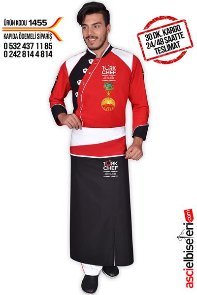 De1455 Aşçı Kıyafeti Kırmızı