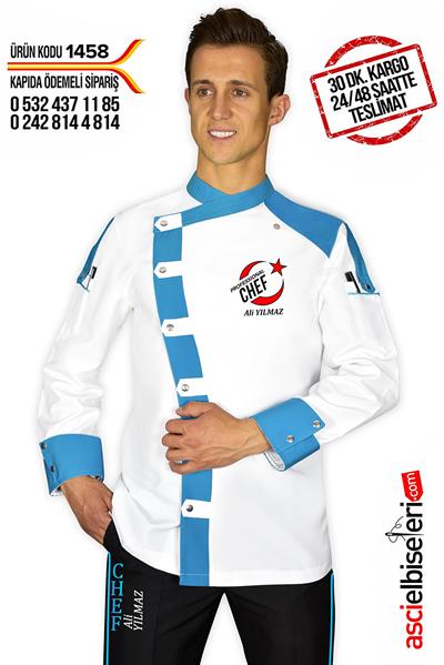 De1458 Alanya Chef Aşçı Ceketi Meister Chef Nakışlı