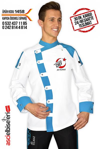 De1458 Alanya Chef Aşçı Ceketi Meister Chef Nakışlı