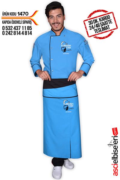 De1470 Lider Turkısh Chef Aşçı Ceketi Turkuaz