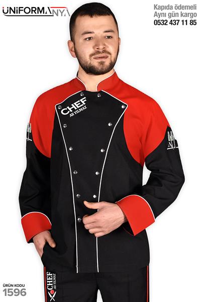 De1596 Aşçı Ceketi Erkek Siyah