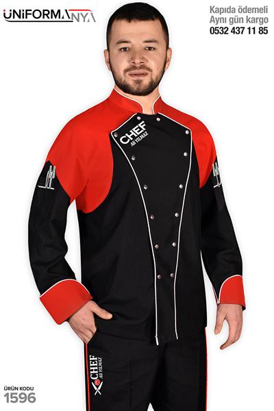 De1596 Aşçı Ceketi Erkek Siyah