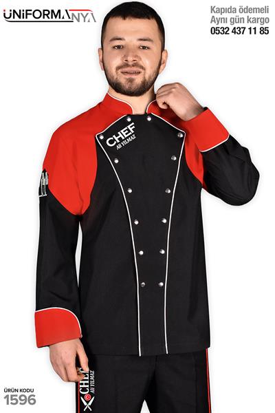 De1596 Aşçı Ceketi Erkek Siyah