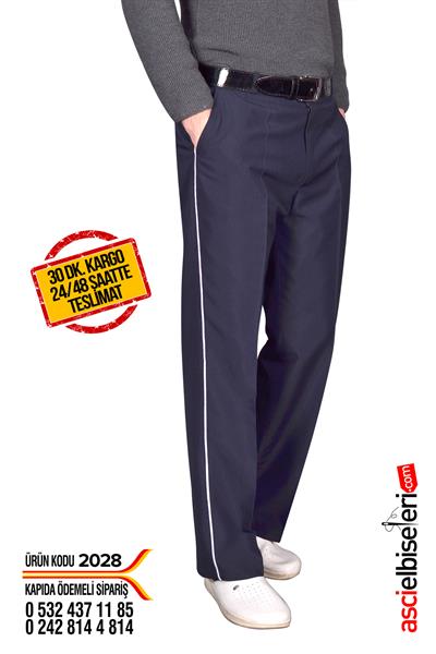 De2028 Beli Lastikli Lacivert Aşçı Pantolonu