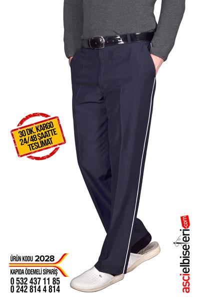 De2028 Beli Lastikli Lacivert Aşçı Pantolonu