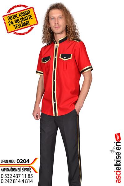 De204 Kırmızı Bellboy Ceketi
