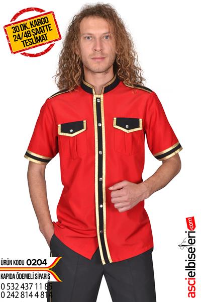 De204 Kırmızı Bellboy Ceketi