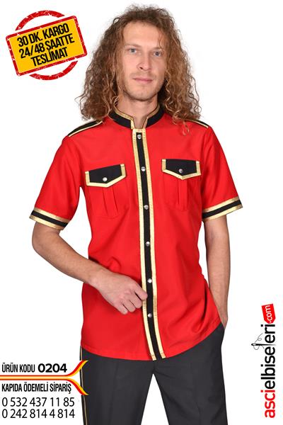 De204 Kırmızı Bellboy Ceketi