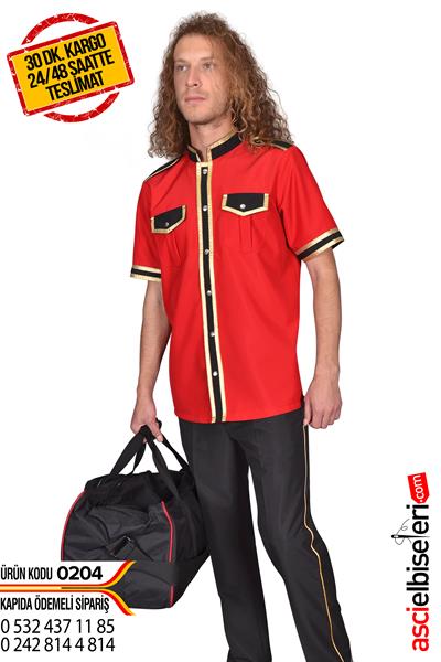 De204 Kırmızı Bellboy Ceketi