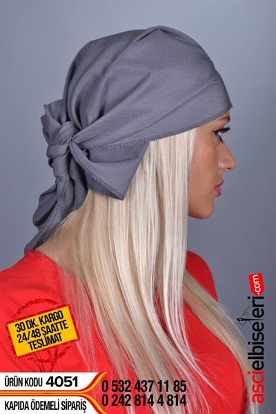 De4051 Yazı Yazdırılan Bandana Gri
