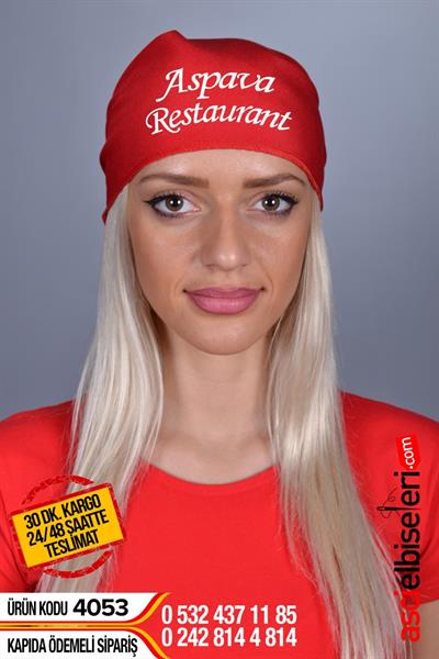 De4053 Yazı Yazdırılan Bandana Kırmızı