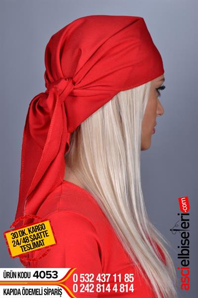 De4053 Yazı Yazdırılan Bandana Kırmızı