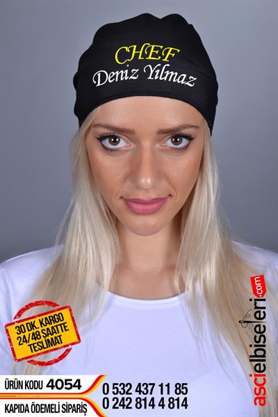 De4054 Yazı Yazdırılan Bandana Siyah.