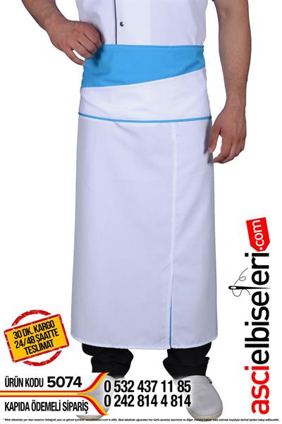 De5074 Bornova Beyaz Turkuaz Chef Aşçı Önlükleri