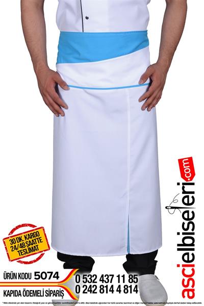 De5074 Bornova Beyaz Turkuaz Chef Aşçı Önlükleri