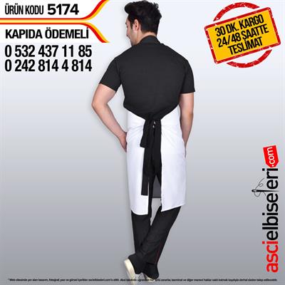 De5174 Kalın Askılı Önlük Beyaz