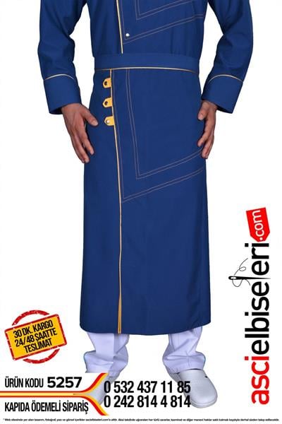De5257 Çınarcık Mavi Şef Aşçı Önlükleri Modeli