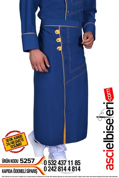De5257 Çınarcık Mavi Şef Aşçı Önlükleri Modeli