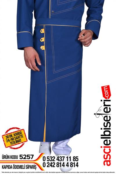 De5257 Çınarcık Mavi Şef Aşçı Önlükleri Modeli