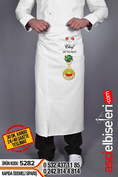De5282 Beyaz Mutfak Önlük Modeli