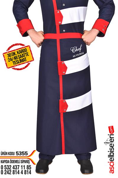 De5355 Lacivert Şef Aşçı Mutfak Önlük Tasarımı