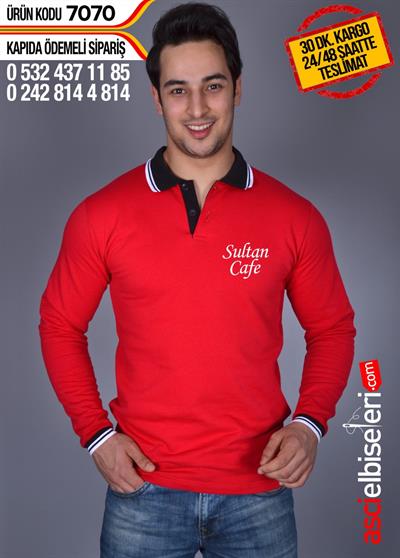 De7070 Kırmızı Sweatshırt Nakışlı