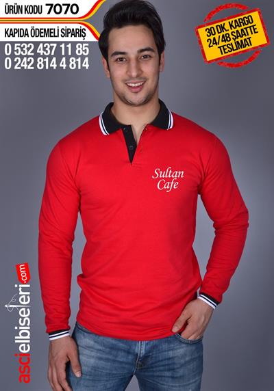 De7070 Kırmızı Sweatshırt Nakışlı