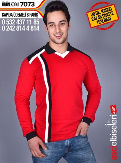 De7073  Kırmızı Sweatshırt