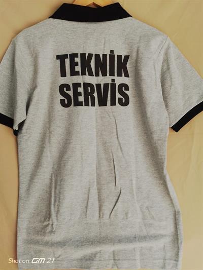 De9014 Gri Lakost Tişört Lacivert Yakalı