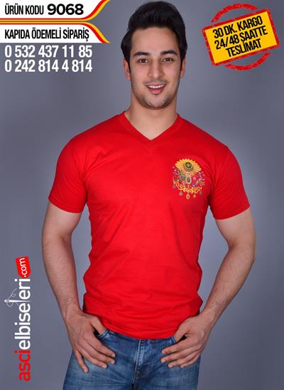 De9068 Osmanlı Armalı Tişörtler Kırmızı