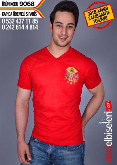 De9068 Osmanlı Armalı Tişörtler Kırmızı