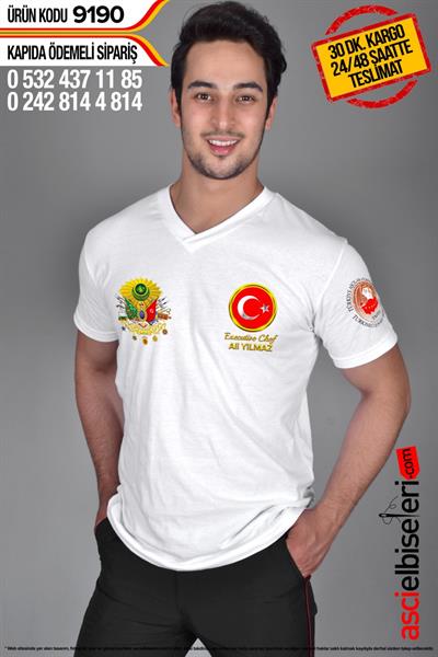 De9190  Osmanlı Logolu Ve Türk Bayraklı Aşçı Tişörtü