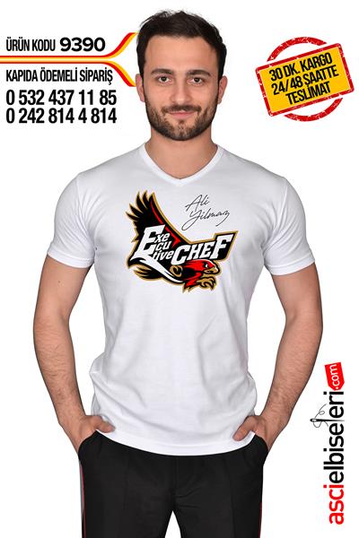 De9390 Eagle Chef Aşçı Tişörtü Beyaz