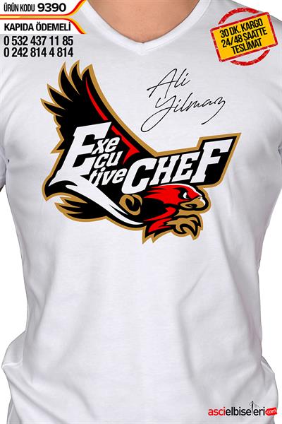 De9390 Eagle Chef Aşçı Tişörtü Beyaz
