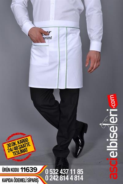 Garson Önlük Modelleri Beyaz Yeşil (Kısa) Önlük Sağ Tarafına Firma İsminizin Nakış İle Yazdırabilirsiniz