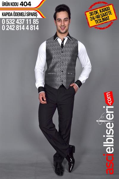 Garson Yeleği Gri Üzerine Firma İsminizin Nakış İle Yazılması Ücretsiz